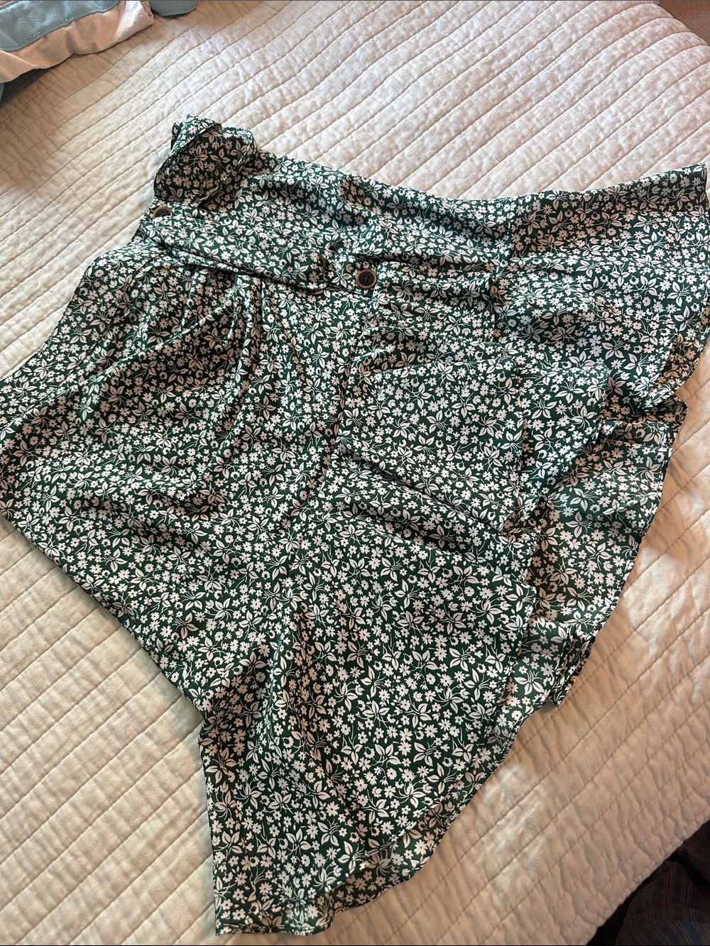Veronica Beard Green Floral Ruffle Skirt